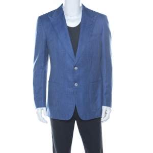Tom Ford Blue Wool & Silk Blend Classic Fit Blazer L