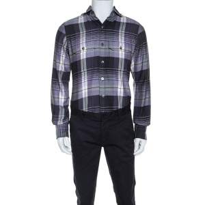 Tom Ford Purple Checked Pattern Cotton Woven Shirt M