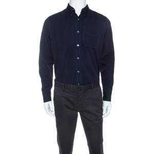Tom Ford Indigo Blue Dark Wash Denim Classic Fit Shirt L