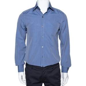 Tom Ford Dark Blue Chambray Cotton Long Sleeve Shirt M