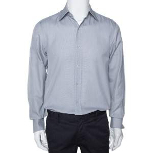 Tom Ford Grey Textured Cotton Button Front Long Sleeve Shirt M