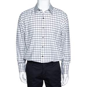 Tom Ford Black & White Checked Cotton Long Sleeve Shirt XL