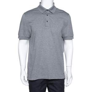 Tom Ford Grey Cotton Pique Short Sleeve Polo T-Shirt 3XL