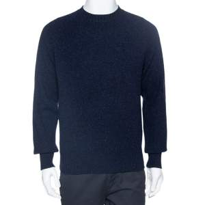Tom Ford Navy Blue Wool Knit Crew Neck Pullover L