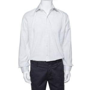 Pre Owned Tom Ford White Checked Cotton Su Misura Long Sleeve Shirt XL