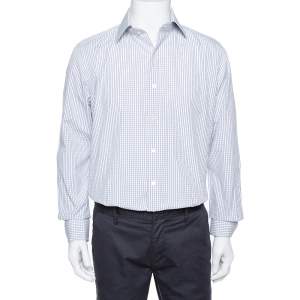 Pre Owned Tom Ford White Checked Cotton Su Misura Long Sleeve Shirt XL