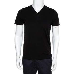 Pre Owned Tom Ford Black Cotton V-Neck T-Shirt S