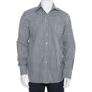 Tom Ford Monochrome Checkered Cotton Button Front Shirt L
