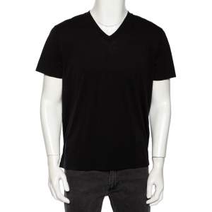 Pre Owned Tom Ford Black Jersey V-Neck T-Shirt XL 