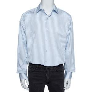 Pre Owned Tom Ford Blue Striped Cotton Button Up Shirt XXXL 