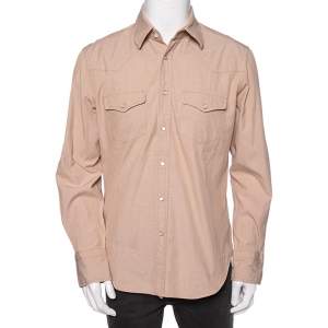 Tom Ford Beige Cotton Patch Pocket Detail Button Front Shirt XL