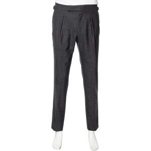 Tom Ford Grey Checkered Wool Straight Leg Pants L