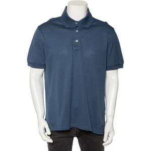 Tom Ford Blue Cotton Pique Short Sleeve Polo T-Shirt XXXL