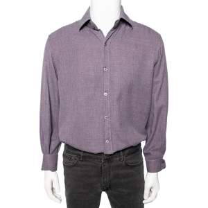 Tom Ford Light Purple Textured Cotton Button Front Shirt XXL