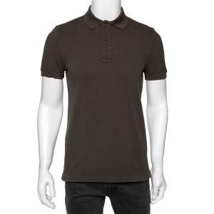 Tom Ford Green Cotton Pique Short Sleeve Polo T-Shirt M