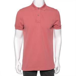 Tom Ford Pink Cotton Pique Short Sleeve Polo T-Shirt L