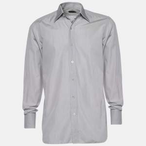 Tom Ford Light Grey Cotton Button Front Shirt L