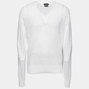 Tom Ford White Knit Long Sleeve T-Shirt XXL