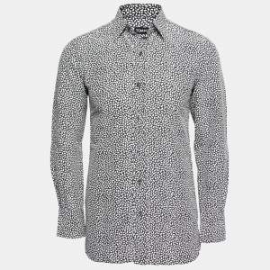 Pre Owned Tom Ford Black and White Printed Cotton Button Front Shirt M