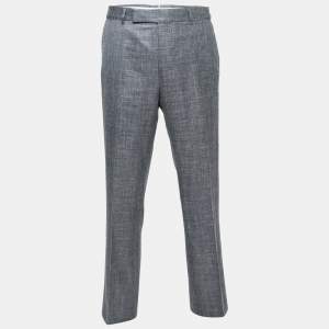 Pre Owned Tom Ford Grey Wool Waist Buckle Detail Regular Fit Trousers XL