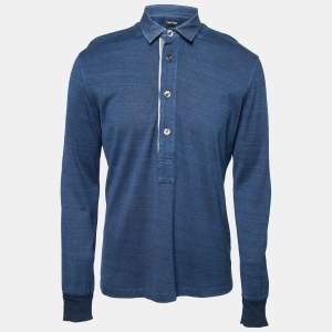 Tom Ford Vintage Ink Blue Stretch Cotton Polo Shirt M