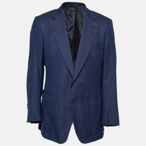 Pre Owned Tom Ford Blue Cashmere Button Front Long Sleeve Blazer XXL