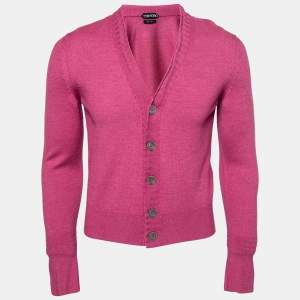 Tom Ford Pink Wool Long Sleeve Button Front Cardigan S