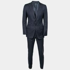 Pre Owned Tom Ford Navy Blue Pin Striped Wool Single Breasted Blazer & Pant Suit S