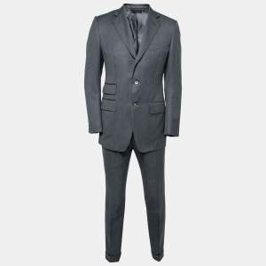 Pre Owned Tom Ford Grey Striped Wool Single Breasted Blazer & Pant Suit M