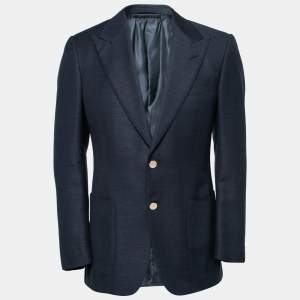 Pre Owned Tom Ford Black Wool & Mohair Textured Single Breasted Blazer S