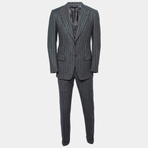 Tom Ford Charcoal Grey Striped Wool Single-Breasted Three-Piece Suit S