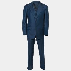 Tom Ford Navy Blue Wool Single Breasted Three Piece Suit S