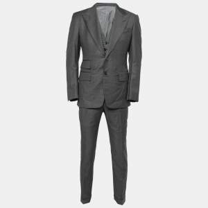 Pre Owned Tom Ford Charcoal Grey Wool Single-Breasted Three-Piece Suit M 