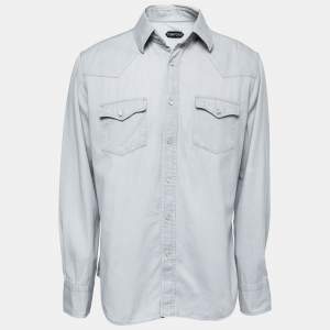 Tom Ford Grey Cotton Long Sleeve Shirt L   