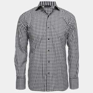 Tom Ford Monochrome Gingham Check Cotton Shirt M