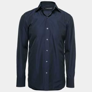 Tom Ford Dark Blue Cotton Button Front Shirt M