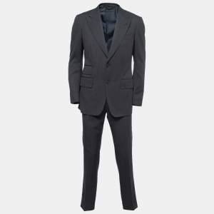 Tom Ford Dark Grey Patterned Wool Suit M