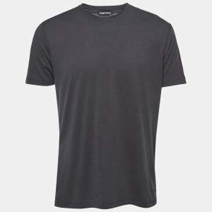 Tom Ford Dark Grey Cotton-Blend Crewneck Polo T-Shirt XL