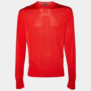 Tom Ford red Cotton Knit Long Sleeve Jumper XXL