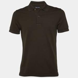 Tom Ford Olive Green Cotton Pique Polo T-Shirt M