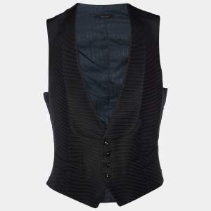 Tom Ford Black Textured Cotton & Silk Gilet S