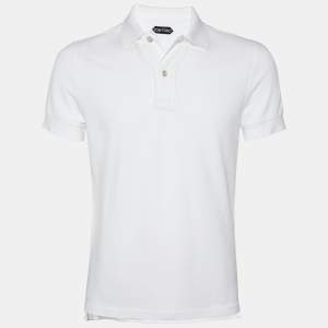 Tom Ford White Cotton Pique Polo T-Shirt S