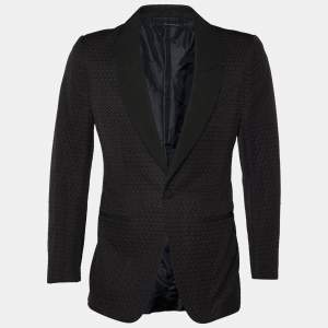 Tom Ford Black Cotton & Silk Jacquard Pattern Blazer S