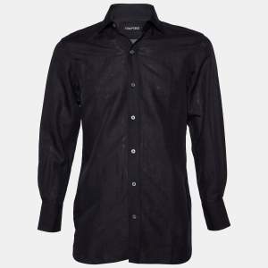 Tom Ford Black Cotton Button Front Shirt S