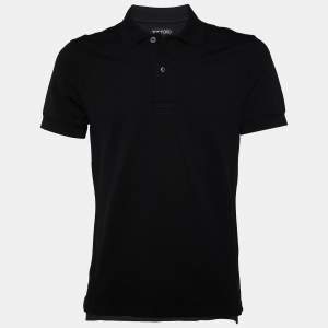 Tom Ford Black Cotton Pique Polo T-Shirt M