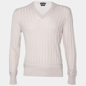 Tom Ford Pink Cashmere & Silk V-Neck Sweater L