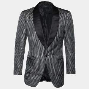 Tom Ford Black Printed Cotton & Silk Blazer M