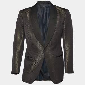 Tom Ford Black Brocade Cotton & Silk Blazer S