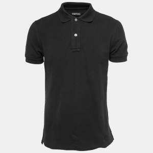 Pre Owned Tom Ford Black Cotton Pique Polo T-Shirt M