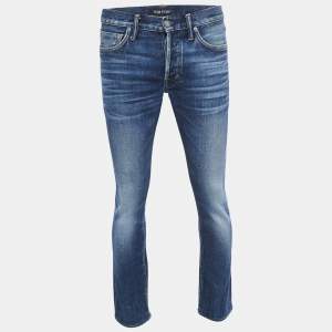 Tom Ford Blue Washed Denim Buttoned Straight Fit Jeans M Waist 33"